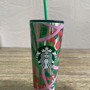 Starbucks Vibrant Stainless Steel Tumbler with Green Straw